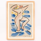 Colorful abstract painting of a nude figure by Václav Špála titled Nude. Poster of abstract nude in watercolor style blues and pinks titled Nude by artist Václav Špála.