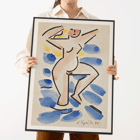 Farbenfrohes abstraktes Gemälde einer nackten Figur von Václav Špála mit dem Titel „Akt“. Poster eines abstrakten Aktbilds in Blau- und Rosatönen im Aquarellstil mit dem Titel „Nude“ vom Künstler Václav Špála.