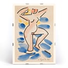 Colorful abstract painting of a nude figure by Václav Špála titled Nude. Poster of abstract nude in watercolor style blues and pinks titled Nude by artist Václav Špála.