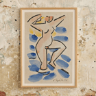 Farbenfrohes abstraktes Gemälde einer nackten Figur von Václav Špála mit dem Titel „Akt“. Poster eines abstrakten Aktbilds in Blau- und Rosatönen im Aquarellstil mit dem Titel „Nude“ vom Künstler Václav Špála.