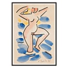 Colorful abstract painting of a nude figure by Václav Špála titled Nude. Poster of abstract nude in watercolor style blues and pinks titled Nude by artist Václav Špála.