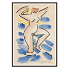 Farbenfrohes abstraktes Gemälde einer nackten Figur von Václav Špála mit dem Titel „Akt“. Poster eines abstrakten Aktbilds in Blau- und Rosatönen im Aquarellstil mit dem Titel „Nude“ vom Künstler Václav Špála.