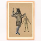 Collage of a woman and skeleton by Karl Wiener Girl and Death artwork Poster of a woman in a corset and skeleton illustration Girl and Death by Karl Wiener artwork on a beige background.