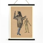 Collage of a woman and skeleton by Karl Wiener Girl and Death artwork Poster of a woman in a corset and skeleton illustration Girl and Death by Karl Wiener artwork on a beige background.