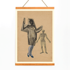 Collage of a woman and skeleton by Karl Wiener Girl and Death artwork Poster of a woman in a corset and skeleton illustration Girl and Death by Karl Wiener artwork on a beige background.