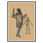 Collage of a woman and skeleton by Karl Wiener Girl and Death artwork Poster of a woman in a corset and skeleton illustration Girl and Death by Karl Wiener artwork on a beige background.