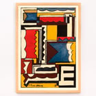 Abstract geometric painting by Joaquín Torres-García titled Structure with shapes. Poster featuring abstract geometric design by Joaquín Torres-García titled Structure with shapes.