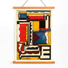 Abstract geometric painting by Joaquín Torres-García titled Structure with shapes. Poster featuring abstract geometric design by Joaquín Torres-García titled Structure with shapes.