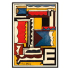 Abstract geometric painting by Joaquín Torres-García titled Structure with shapes. Poster featuring abstract geometric design by Joaquín Torres-García titled Structure with shapes.