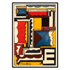 Abstract geometric painting by Joaquín Torres-García titled Structure with shapes. Poster featuring abstract geometric design by Joaquín Torres-García titled Structure with shapes.