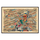 Collage politico con ritagli di giornale e figure geometriche di Karl Wiener intitolato Collage politico di Karl Wiener Poster di un collage politico raffigurante un teschio e ritagli di giornale di Karl Wiener intitolato Collage politico.