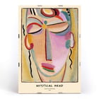Abstract painting Mystical Head by Alexej von Jawlensky featuring a colorful, stylized face. Poster of Mystical Head Meditation by Alexej von Jawlensky showing a colorful abstract face with closed eyes and serene expression