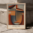 Dipinto astratto con forme geometriche di Alexej von Jawlensky intitolato Abstract Head Tragic. Poster di Abstract Head di Alexej von Jawlensky presenta forme geometriche in toni caldi che formano un viso stilizzato.