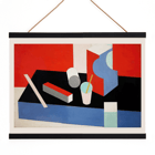 Dipinto astratto geometrico colorato Kubik di Patrick Henry Bruce. Poster di una composizione geometrica astratta in rosso, nero e blu intitolata Kubik dell'artista Patrick Henry Bruce.
