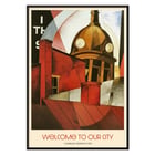 Welcome to Our City by Charles Demuth artwork featuring architectural forms and abstract design. Poster titled Welcome to Our City by Charles Demuth featuring abstract urban architecture elements