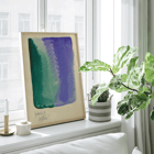 Abstract watercolor art with green and purple hues Farbstudien 10 Blätter IX by Karl Wiener. Poster of abstract watercolor artwork featuring green and purple blending titled Farbstudien 10 Blätter IX by Karl Wiener