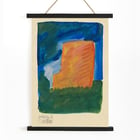 Abstract painting with blue and orange hues by Karl Wiener from Farbstudien 10 Blätter VI. Poster of an abstract painting with vibrant colors by Karl Wiener titled Farbstudien 10 Blätter VI.