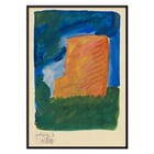Abstract painting with blue and orange hues by Karl Wiener from Farbstudien 10 Blätter VI. Poster of an abstract painting with vibrant colors by Karl Wiener titled Farbstudien 10 Blätter VI.
