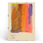 Vibrant abstract painting by Karl Wiener titled Farbstudien 10 Blätter VIII displaying bold colors and dynamic shapes. Poster of abstract painting with vibrant orange purple and pink hues titled Farbstudien 10 Blätter VIII by Karl Wiener