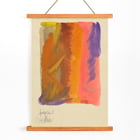 Vibrant abstract painting by Karl Wiener titled Farbstudien 10 Blätter VIII displaying bold colors and dynamic shapes. Poster of abstract painting with vibrant orange purple and pink hues titled Farbstudien 10 Blätter VIII by Karl Wiener