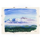 Watercolor landscape painting of a cloudy sky by Karl Wiener titled Naturstudie XXVII Poster of an abstract watercolor landscape with blue sky and forest Naturstudie by Karl Wiener