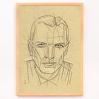 Line drawing of a man's face by Karl Wiener titled Porträt Poster of angular line portrait titled Porträt by Karl Wiener featuring a man's face with geometric details.