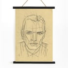 Line drawing of a man's face by Karl Wiener titled Porträt Poster of angular line portrait titled Porträt by Karl Wiener featuring a man's face with geometric details.