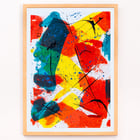 Colorful abstract patchwork with bold brush strokes by Abstract Patchwork 1 Colorful abstract artwork poster titled Abstract Patchwork 1 with splashes of red, yellow, and blue by Anonymous.