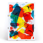 Colorful abstract patchwork with bold brush strokes by Abstract Patchwork 1 Colorful abstract artwork poster titled Abstract Patchwork 1 with splashes of red, yellow, and blue by Anonymous.