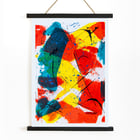 Colorful abstract patchwork with bold brush strokes by Abstract Patchwork 1 Colorful abstract artwork poster titled Abstract Patchwork 1 with splashes of red, yellow, and blue by Anonymous.