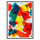 Colorful abstract patchwork with bold brush strokes by Abstract Patchwork 1 Colorful abstract artwork poster titled Abstract Patchwork 1 with splashes of red, yellow, and blue by Anonymous.