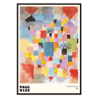 Peinture abstraite colorée Southern Gardens de Paul Klee. Poster présente l'œuvre d'art abstraite géométrique colorée Southern Gardens de Paul Klee avec une variété de blocs et de formes vibrantes.