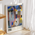 Farbenfrohes abstraktes Design von Paul Klee mit dem Titel „Farbenfrohe Architektur“ Poster zeigt abstrakte geometrische Kunst von Paul Klee mit dem Titel „Farbenfrohe Architektur“ mit lebendigen Formen und Farben.