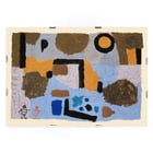 Abstract geometric shapes in blue and brown by Paul Klee with the two lost ones Poster featuring abstract art with geometric shapes in earthy and blue tones titled With the two lost ones by Paul Klee