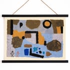 Abstract geometric shapes in blue and brown by Paul Klee with the two lost ones Poster featuring abstract art with geometric shapes in earthy and blue tones titled With the two lost ones by Paul Klee