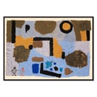 Abstract geometric shapes in blue and brown by Paul Klee with the two lost ones Poster featuring abstract art with geometric shapes in earthy and blue tones titled With the two lost ones by Paul Klee