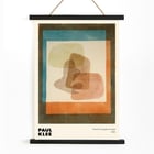 Abstract shapes with overlapping colors in Free forms rigidly mounted by Paul Klee. Poster showcasing abstract art in layered colors by Paul Klee titled Free forms rigidly mounted with geometric shapes