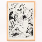 Three acrobats performing in a dynamic abstract black and white style by Arthur Bowen Davies Poster featuring Three Acrobats by Arthur Bowen Davies depicting abstract figures in dynamic motion.