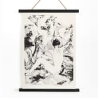 Three acrobats performing in a dynamic abstract black and white style by Arthur Bowen Davies Poster featuring Three Acrobats by Arthur Bowen Davies depicting abstract figures in dynamic motion.