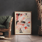 Abstract watercolor painting by Hilma af Klint titled Female Figure. Abstract art poster with dynamic shapes and colors by Wassily Kandinsky titled Female Figure.