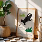Geometric animal illustrations with plants in La Jungle chez moi Pl.04 by Turenne Chevallereau Poster of geometric shapes forming jungle animals with greenery La Jungle chez moi Pl.04 by Turenne Chevallereau.