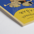 Poster of Le Voyage de Babar by Jean de Brunhoff featuring elephants in a basket under a yellow balloon on a blue background.