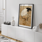Sarus crane in a rice field by Samarai Poster of a Sarus crane standing in a rice field from the artwork titled Sarus crane in rice field by The Ornamental Arts Of Japan