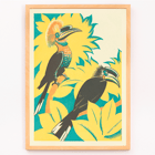 Colorful birds among yellow foliage by Clifford Webb in A Jungle Picnic Pl.07 Poster featuring an artwork A Jungle Picnic Pl 07 by Clifford Webb showing two birds with colorful plumage among stylized foliage.