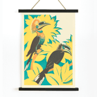 Colorful birds among yellow foliage by Clifford Webb in A Jungle Picnic Pl.07 Poster featuring an artwork A Jungle Picnic Pl 07 by Clifford Webb showing two birds with colorful plumage among stylized foliage.