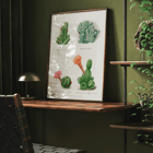 Illustration of assorted cacti by Familie Der Cacteen titled Assorted cacti from the work Familie Der Cacteen Poster of different types of cacti from Assorted cacti by Familie Der Cacteen depicting various species with their flowers