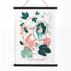 Passiflora Incarnata botanical illustration by artist showing vibrant red and pink flowers with green leaves Poster featuring detailed botanical illustration of Passiflora Incarnata with vibrant green leaves and pink flowers by an unidentified artist