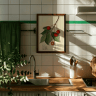 Prunus avium Govenor Wood by Ellen Isham Schutt botanical illustration featuring cherries and leaves Poster of Prunus avium Govenor Wood by Ellen Isham Schutt showing a botanical illustration of cherries and leaves on a branch.