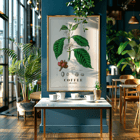 Botanical illustration of Coffea arabica by John Stephenson Poster of Coffea arabica plant by John Stephenson featuring detailed botanical illustrations of coffee tree leaves and fruits