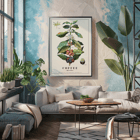 Coffee plant illustration Coffea Arabica by Davis Sacker and Perkins Poster depicting detailed botanical illustration of a Coffea arabica plant with fruits and flowers from Coffee by Davis Sacker and Perkins.
